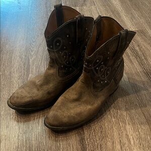 Miz Mooz Brown Suede Studded Western Ankle Boots